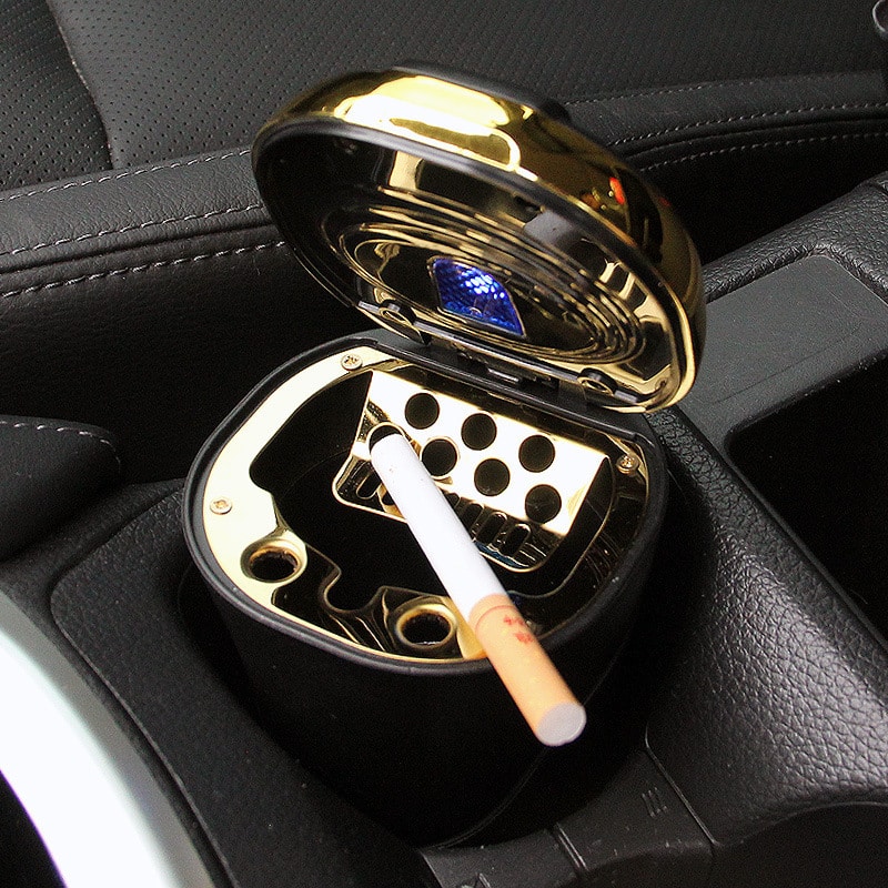 Car Ashtray With Built-In Lighter - USB Rechargeable