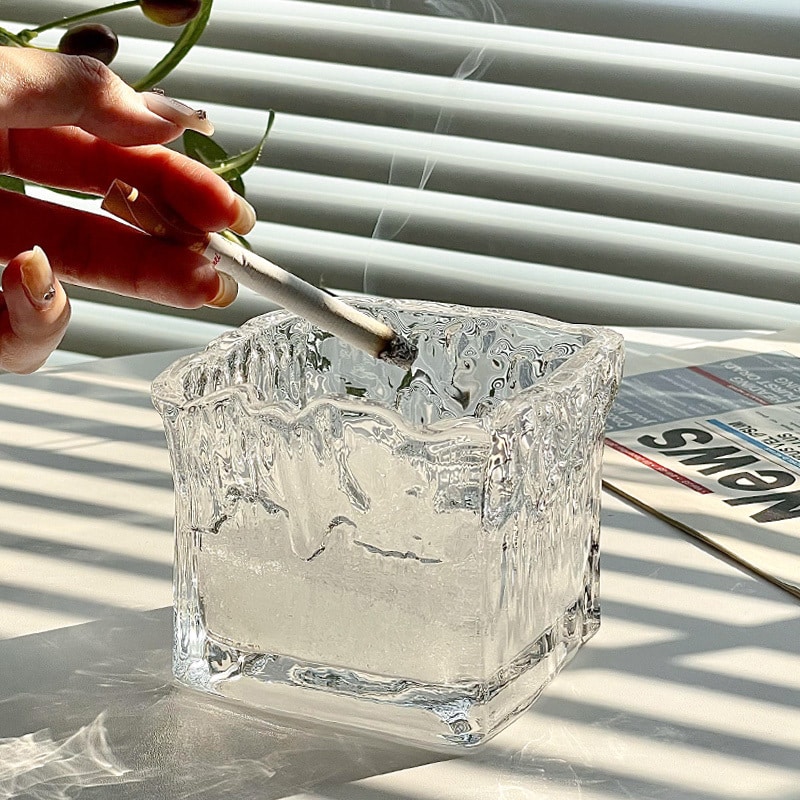 Cool Glass Ashtray Transparent Square