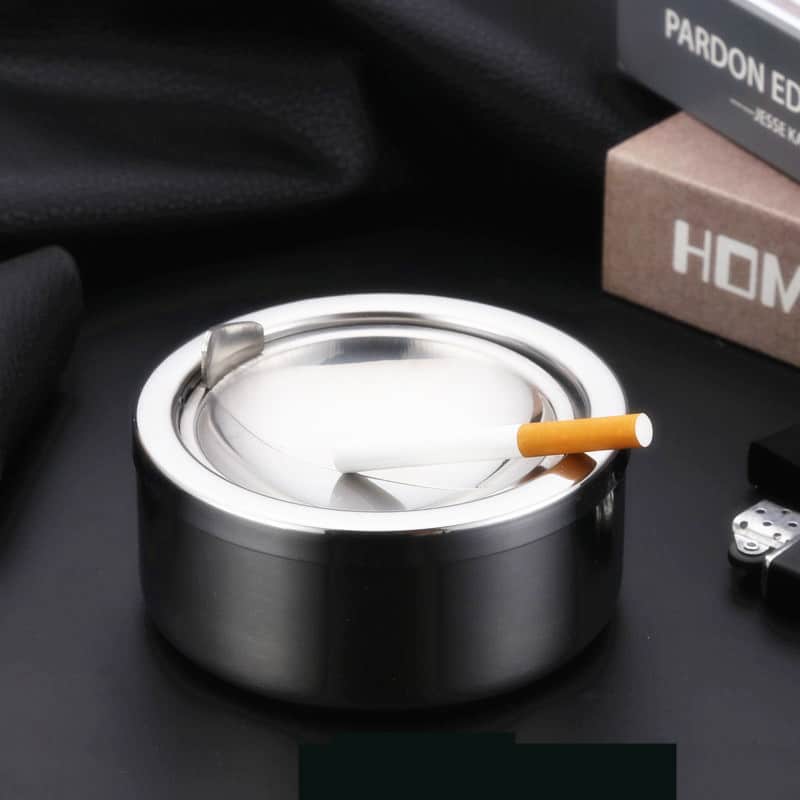 Simple Outdoor Ashtray With Cover Stainless Steel