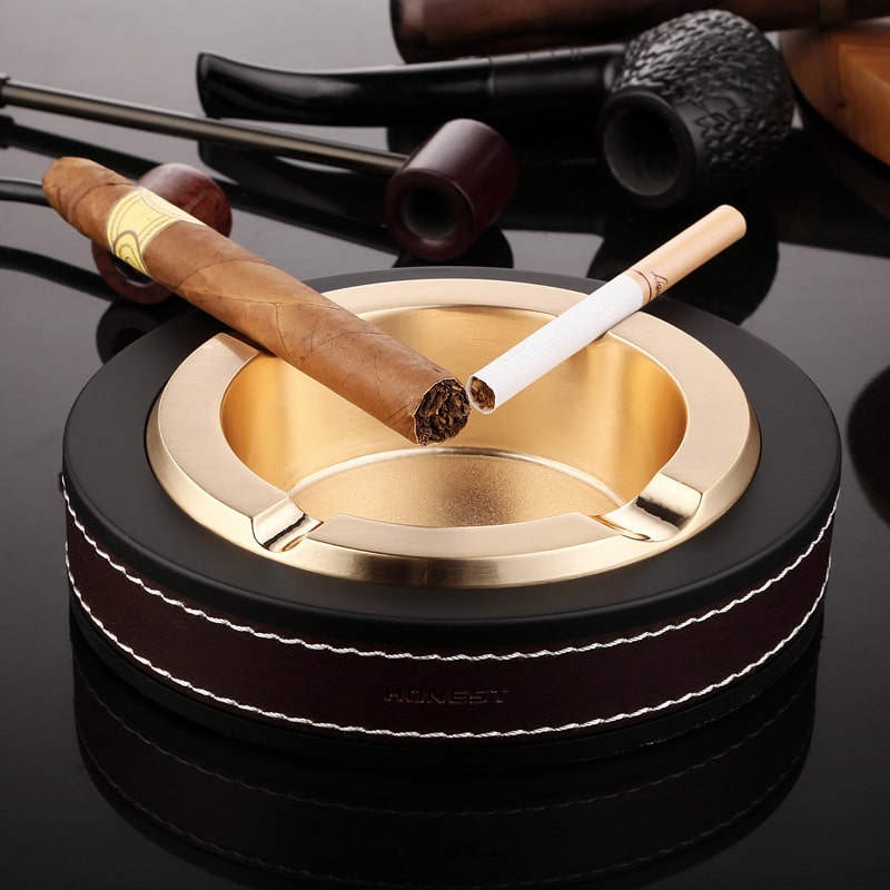 Metal Ashtray For Cigarette Cigar Golden