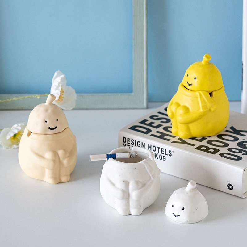 Funny Ashtrays Ceramic With Lid Pear Shape