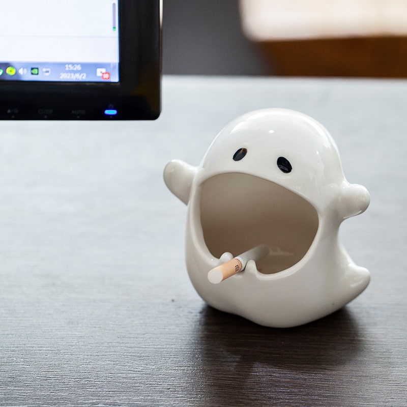 Smiling Ghost Ashtray Cool Ceramic Decor Ash Tray